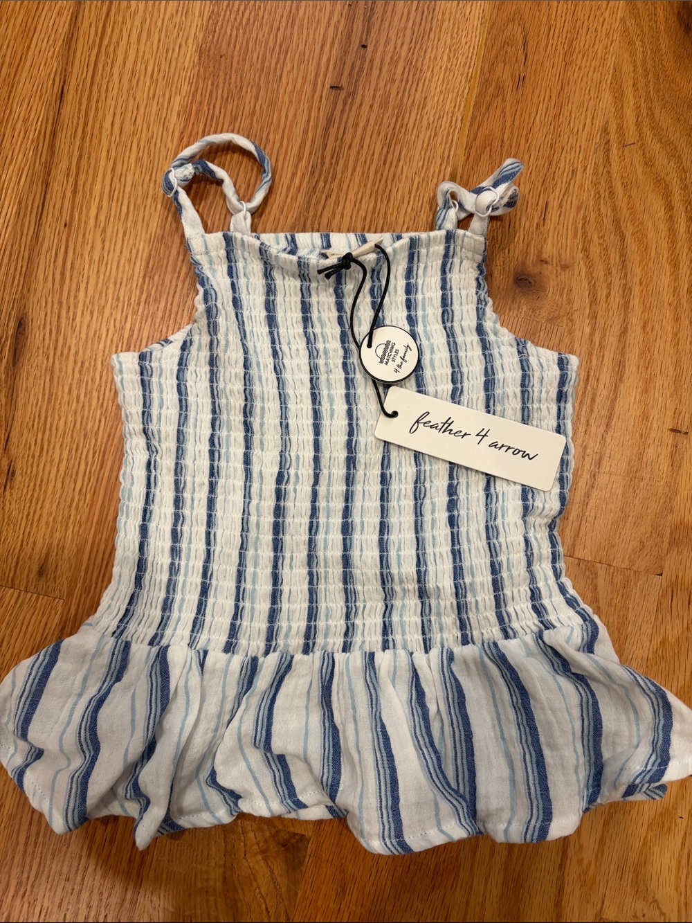 Feather 4 Arrow Girls' Blue & White Striped Tank Top
